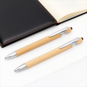 Stylo bille en bambou écologique personnalisé avec logo, idéal pour la promotion et le marketing d'entreprise - Product Image 4