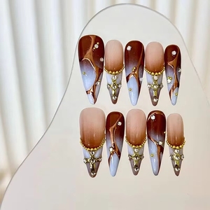 Nouveaux <span class=keywords><strong>faux</strong></span> ongles à presser, motif léopard, en métal, faits main, peints à la main, design <span class=keywords><strong>original</strong></span>, pour manucure tendance et personnalisée - Product Image 4