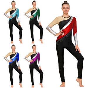 Womens <b>Dance</b> Costumes Custom Made Ballroom <b>Dance</b> Bodysuit Gymnastics Unitard Metallic Long <b>Pants</b> Jumpsuit Training Performance - Product Image 1