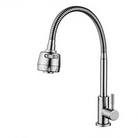 Robinet de cuisine en acier inoxydable 304 brossé, anti-éclaboussures, universel et rotatif, pour évier de lavage de légumes et de vaisselle