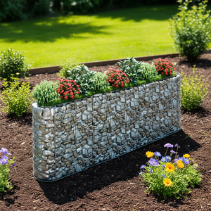 กระถางปลูกต้นไม้ทรงรีแบบยกพื้น ทำจากเหล็กชุบสังกะสี ทนทาน เหมาะสำหรับปลูกดอกไม้และพืชสีเขียว สไตล์เรียบง่าย - Product Image 2