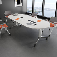 Table de conférence moderne en bois massif pour la maison ou le bureau, design réglable et pliable