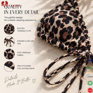 Bikini imprimé papillon pour femme, blanc et bleu, avec haut rembourré à volants et bas à nouer sur les côtés, maillot de bain de vacances - Product Image 1