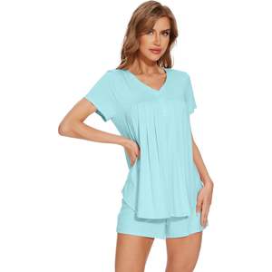 Ensemble de pyjama en viscose de bambou pour femmes, haut à manches courtes et short, vêtements de nuit rafraîchissants, tailles S-XXL - Product Image 3
