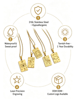 Collier de tarot pour enfants en acier inoxydable plaqué or 18 carats avec pendentif lune et étoile étanche