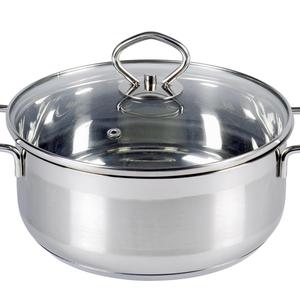 Olla para Asar Manhattan de 2.2 L y 20 cm, de Acero Inoxidable con Tapa de Vidrio para Uso en Horno - Product Image 1