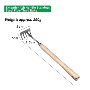 Mini pelle, râteau et houe à manche en chêne, outil de jardinage extérieur pour le désherbage, le creusement et la plantation, idéal pour le bord de mer - Product Image 1