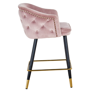Mobilier <span class=keywords><strong>Bar</strong></span> Tabouret <span class=keywords><strong>de</strong></span> <span class=keywords><strong>bar</strong></span> luxueux en velours <span class=keywords><strong>rose</strong></span> <span class=keywords><strong>chaise</strong></span> <span class=keywords><strong>de</strong></span> <span class=keywords><strong>bar</strong></span> moderne avec dossier et pieds en métal - Product Image 2