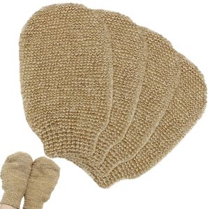 Custom Logo Oval Eco-Friendly Cotton Jute Beige/Brown Body Scrubber <b>Gloves</b> Exfoliating Mitt Deep Cleansing Dead Skin Removal - Product Image 1