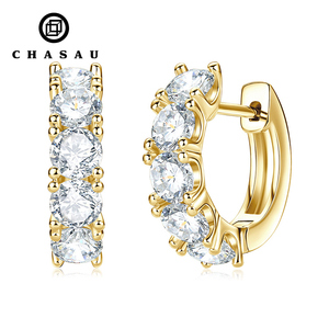 Pendientes <span class=keywords><strong>de</strong></span> Aro con Cierre <span class=keywords><strong>de</strong></span> Broche, Personalizados, al por Mayor, <span class=keywords><strong>de</strong></span> <span class=keywords><strong>Oro</strong></span> Laminado <span class=keywords><strong>de</strong></span> 14K, 4mm, 0.3ct, Color D, VVS1, con Moissanita, para Mujer - Product Image 1