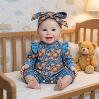 Vêtements pour poupées reborn en gros : Combinaison à imprimé floral, bandeau à nœud, robe, accessoires, cadeaux de bienvenue, en vinyle