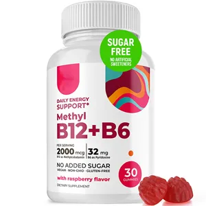 Özel etiket Vitamin B6 B12 Gummies 2000 mcg Methyl B12 beyin sinir sistemi enerji desteği çok Vitamin B12 & B6 Gummies