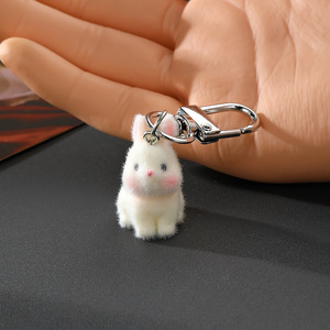 Porte-clés, sacs, pendentifs, accessoires, cadeaux, porte-clés en résine floquée transfrontalière, animaux mignons, <span class=keywords><strong>petits</strong></span> lapins faits à la main - Product Image 4