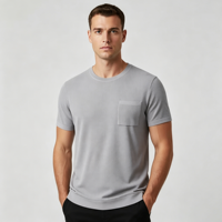 T-shirt en mélange coton-soie pour homme, tissu doux et respirant, haut décontracté de luxe, service de personnalisation du logo et de l'étiquette, prêt à être expédié en gros