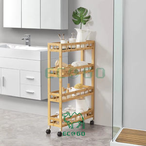 Multifunzione di bambù carrello di stoccaggio <span class=keywords><strong>cucina</strong></span> sottile <span class=keywords><strong>Mobile</strong></span> scaffalature unità che serve 4 livelli carrello carrello con ruote chiudibili a chiave ruote - Product Image 6