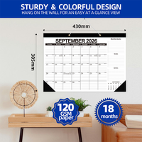 Calendrier mural mensuel personnalisable promotionnel 2026 2027 grand format 17x12 pouces avec trous de suspension 12 mois Maison Bureau École