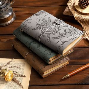 Hotsale Leather Cover A5 <b>A3</b> Notebook Retro Strap Creative Kraft <b>Paper</b> Thread Sewing Thermal Binding Printed Leather Style Gift - Product Image 2