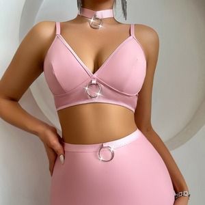 Wholesale <b>Tight</b>-fitting Hip Skirt Lingerie Decorated With Metal Collars Sexy Dress Back Hollowed Out Uniform Sexy Underwear - Product Image 2