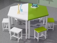 Table et chaise combinées colorées, table spéciale pour les élèves de maternelle et d'école primaire, mobile, table trapézoïdale