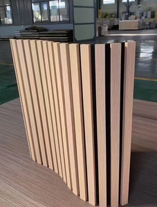 Pannello Acustico in Fibra di Poliestere Ecologica con <span class=keywords><strong>Doghe</strong></span> in Legno, Parete Divisoria Fonoassorbente Mobile per Materiali di Decorazione d'Interni - Product Image 1