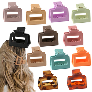 Mollette per capelli colorate personalizzate alla moda all'ingrosso piccole mezze code quadrate per capelli con artiglio scavato morsetto per capelli - Product Image 1