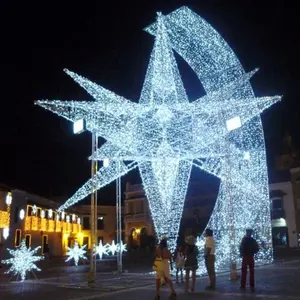 Jamaica big commercial public decoration star shape LED christmas lights ABS or Acrylic 3d LED motif star