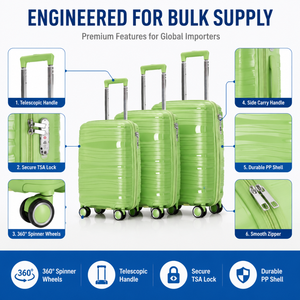 <span class=keywords><strong>Valise</strong></span> personnalisée avec logo, coque rigide en PP, ensemble de voyage couleurs assorties, coque côtelée, poignée de transport, assortiment en stock - Product Image 3