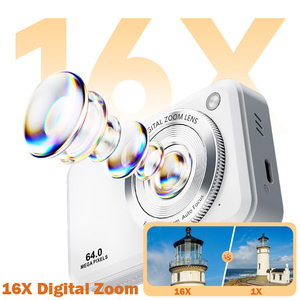 กล้องเด็ก Retro Compact 64MP 4K กล้องคู่หน้า/หลัง หน้าจอ 2.8 นิ้ว หน่วยความจำ 256G ตรวจจับใบหน้า สำหรับ Vlogging กล้องดิจิตอลราคาประหยัด - Product Image 3