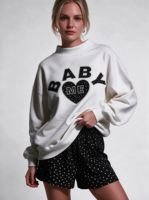 Sweat-shirt imprimé tricoté à col montant Mommy&me pour femmes et adolescentes 2026 – Pull d'hiver ample et court à manches longues, style doux