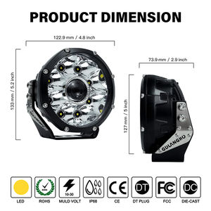 Gele 5 inch koplamp 12V jeep strobe LED rijpod mistlamp spotlicht voor auto off-road wit 4x4 voertuig fabricage - Product Image 2