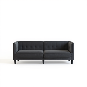 Sofá de Terciopelo Gris Oscuro, 100% Poliéster, Respaldo Acolchado, Tres Plazas, Mueble Contemporáneo para Sala de Estar - Product Image 1