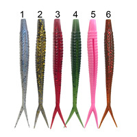 Umpan Pancing Cacing Lunak 12cm 6g 6pcs/Kantong Garpu 2 Ekor Umpan Lunak Shad PVC Ekor Bercabang Umpan Cacing Plastik untuk Pasar Korea