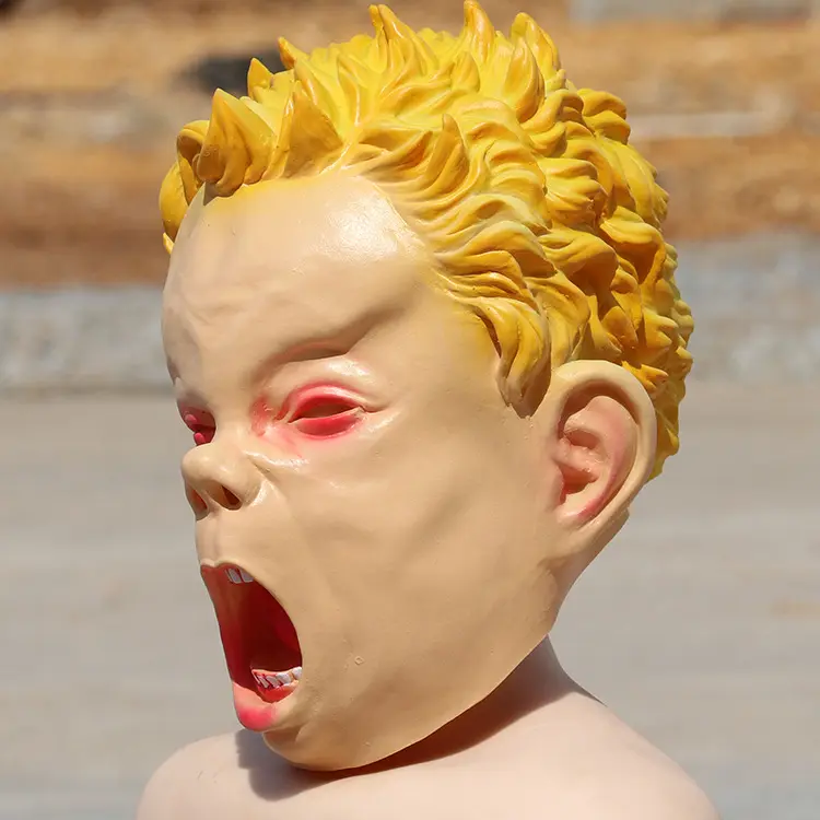Máscara de fiesta de látex con certificado ISO 9001, cara humana realista, divertido llanto, Joker, máscara de Mascarada aterradora para adultos