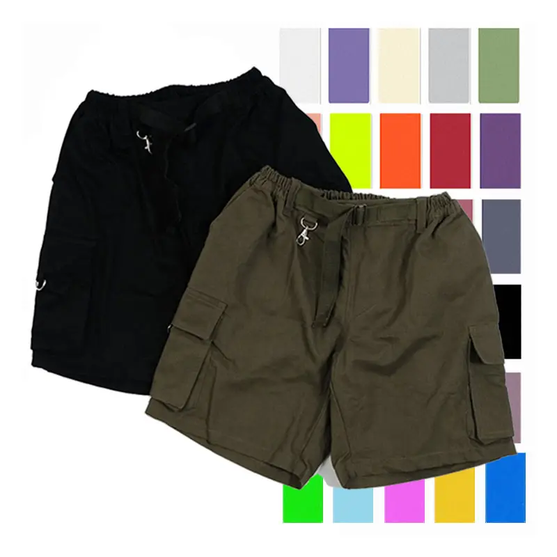 2022 Custom Streetwear Black Cargo Board Shorts For Men Summer Cotton Casual Short Pants Comfortable Mens Cargo Shorts