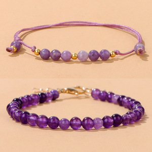 Phụ Nữ Của Màu Tím Đám Mây Dệt Tay Chuỗi Vòng Đeo Tay Mới Hai Lớp Thạch Anh Tím Tự Nhiên Tôm Hùm Khóa Thời Trang Đính Cườm Vòng Đeo Tay - Product Image 5