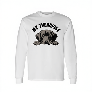 Mi terapeuta es un perro, cita de amante de las mascotas, camiseta de manga larga con diseño de terapia de labrador - Product Image 2