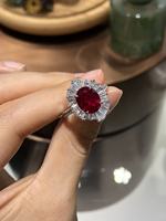 Bague Romantique pour Femme en Argent 925 Plaqué Rhodium avec Rubis de Laboratoire Taille Ovale Sertie à Griffes – Cadeau Idéal pour Fête, Petite Amie, Fiançailles, Mariage