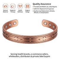 Bracelet magnétique en cuivre pur avec 6 aimants néodyme, réglable, motif croix en relief, gravé au laser, croix chrétienne, bien-être