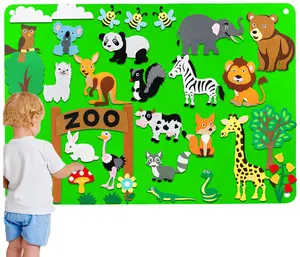 Набор фетровых досок для малышей, зоопарк, животные, джунгли, игрушки, фигурки, детская настенная войлочная доска для дошкольного возраста, 32 шт.