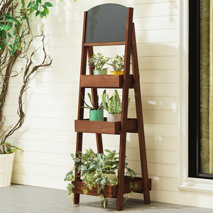 Soporte de madera maciza para flores de balcón, expositor de macetas para interiores, estante de almacenamiento multifuncional plegable y de pie. - Product Image 2
