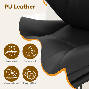 Modern <b>Adjustable</b> <b>Height</b> Swivel Bar <b>Stool</b> with Backrest Double-Layer Cushion PU Leather Bar Chair for Kitchen Island Pub Counter - Product Image 2