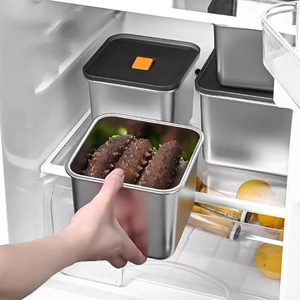 पुनः प्रयोज्य लीकप्रूफ रसोई भंडारण बॉक्स बच्चे एयरटाइट फूड कंटेनर माइक्रोवेव सुरक्षित स्टेनलेस स्टील लंच बॉक्स प्लास्टिक ढक्कन के साथ सेट - Product Image 5