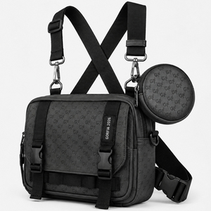 Men Crossbody <b>Backpack</b> Casual Messenger Bag PU Leather Shoulder Bag Multi Pocket Daily Travel Bag with Adjustable Strap OEM ODM - Product Image 2