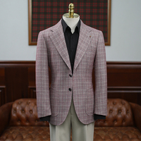 Blazer Pria Gaya Italia Motif Glen Check 3-Kancing Single Breasted Heritage Prince of Wales Plaid Sports Coat Premium Eksekutif