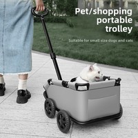 Poussette pliable pour animaux de compagnie OEM ODM, légère, 4 roues, pour chien et chat, avec capote réglable, imperméable, pour extérieur