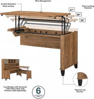Bureau d'ordinateur de type L réglable avec étagère grand bureau avec hauteur confortable pour une utilisation au bureau à domicile