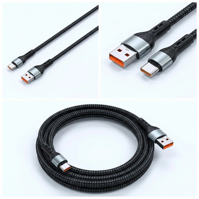 1M USB a to C Cable 2C Fast Charging Nylon Braided Type C Charger Cord for Samsung Xiaomi Huawei  Pro Max Data Sync USB-C Wire