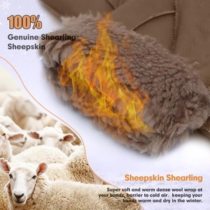 <span class=keywords><strong>Gants</strong></span> en peau de mouton véritable épais pour <span class=keywords><strong>homme</strong></span> et femme, chauds, coupe-vent, pour usage quotidien, compatibles écran tactile - Product Image 3