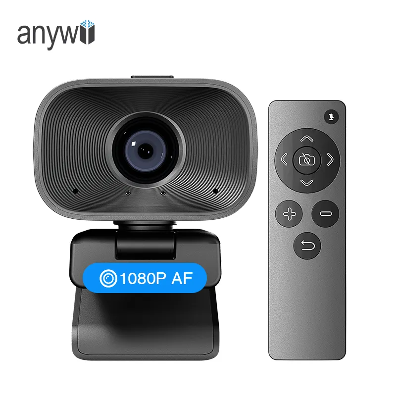 Anywii webcam 5x digital, câmera de computador anywii com controle remoto de 1080p e 30fps