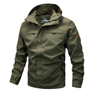 Plus Size Spring Washed Stand Collar Canvas <b>Soft</b> <b>Shell</b> Gym Outdoor Nylon Zip-Up Windbreaker <b>Jacket</b> for <b>Men</b> - Product Image 1
